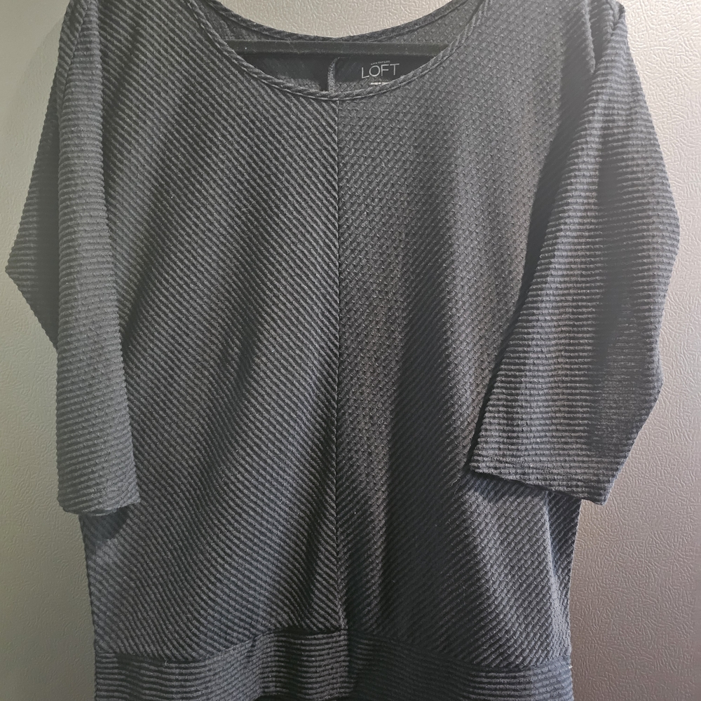 LOFT Charcoal Striped Blouse